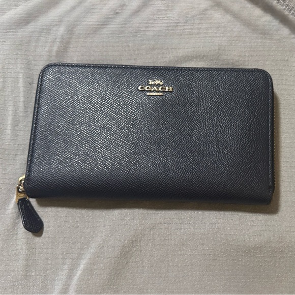 Coach Dark Blue Leather Zip Wallet - Picture 13 of 17